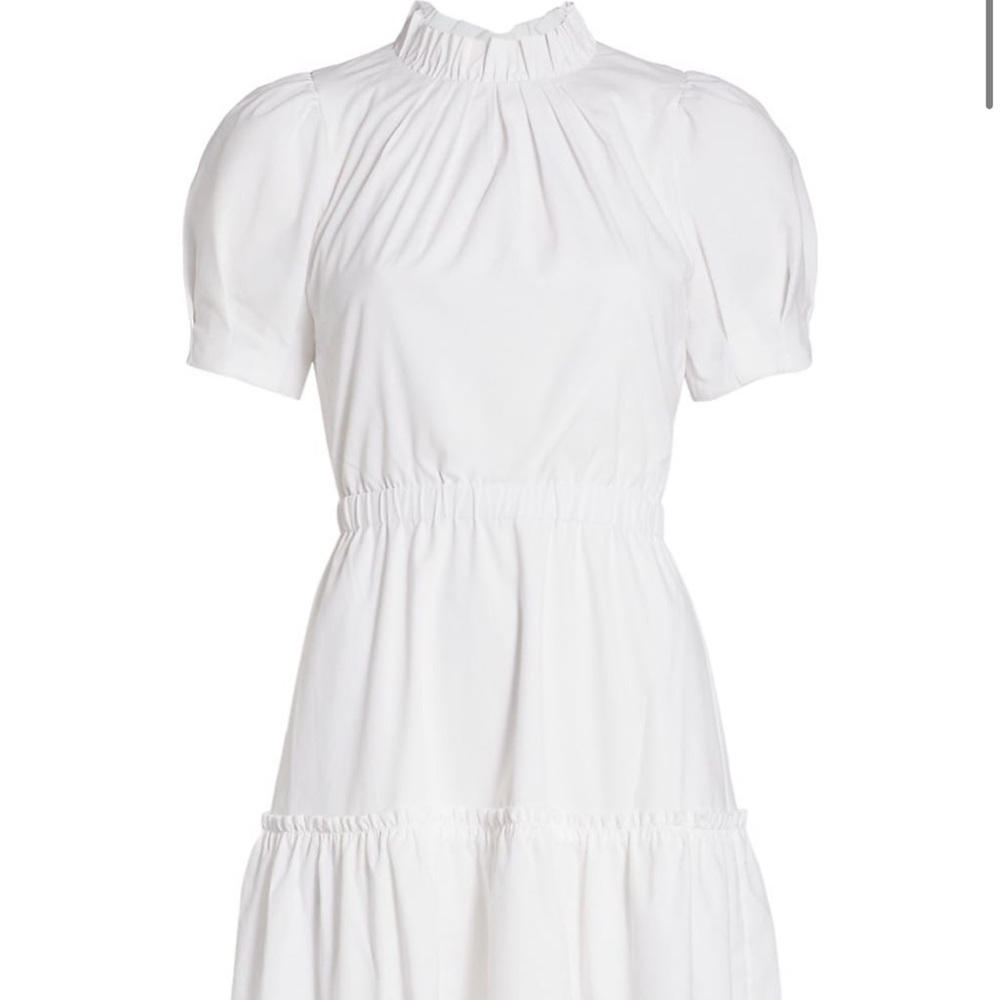 Alice + Olivia Vida Puff-Sleeve Tiered Minidress